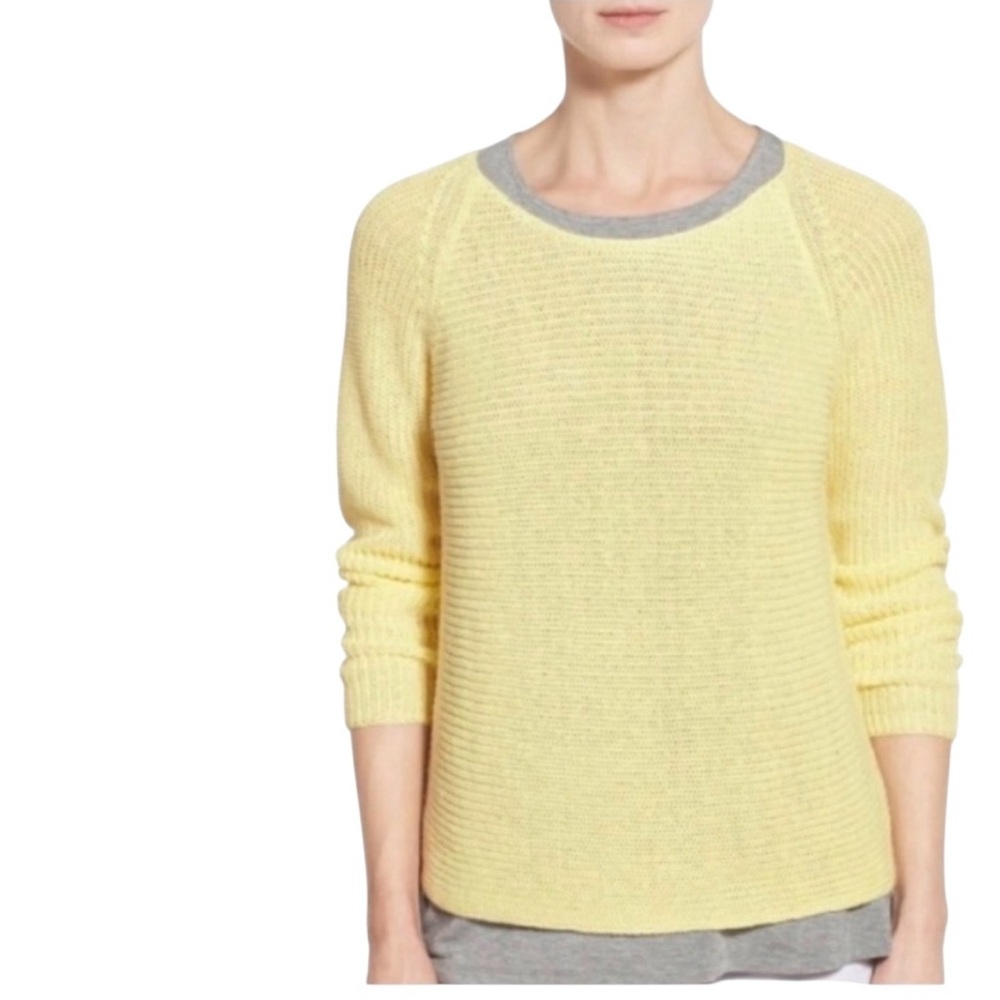 NEW Eileen Fisher Yellow Organic Linen Ballet Neck Open Weave Daisy Sweater Med